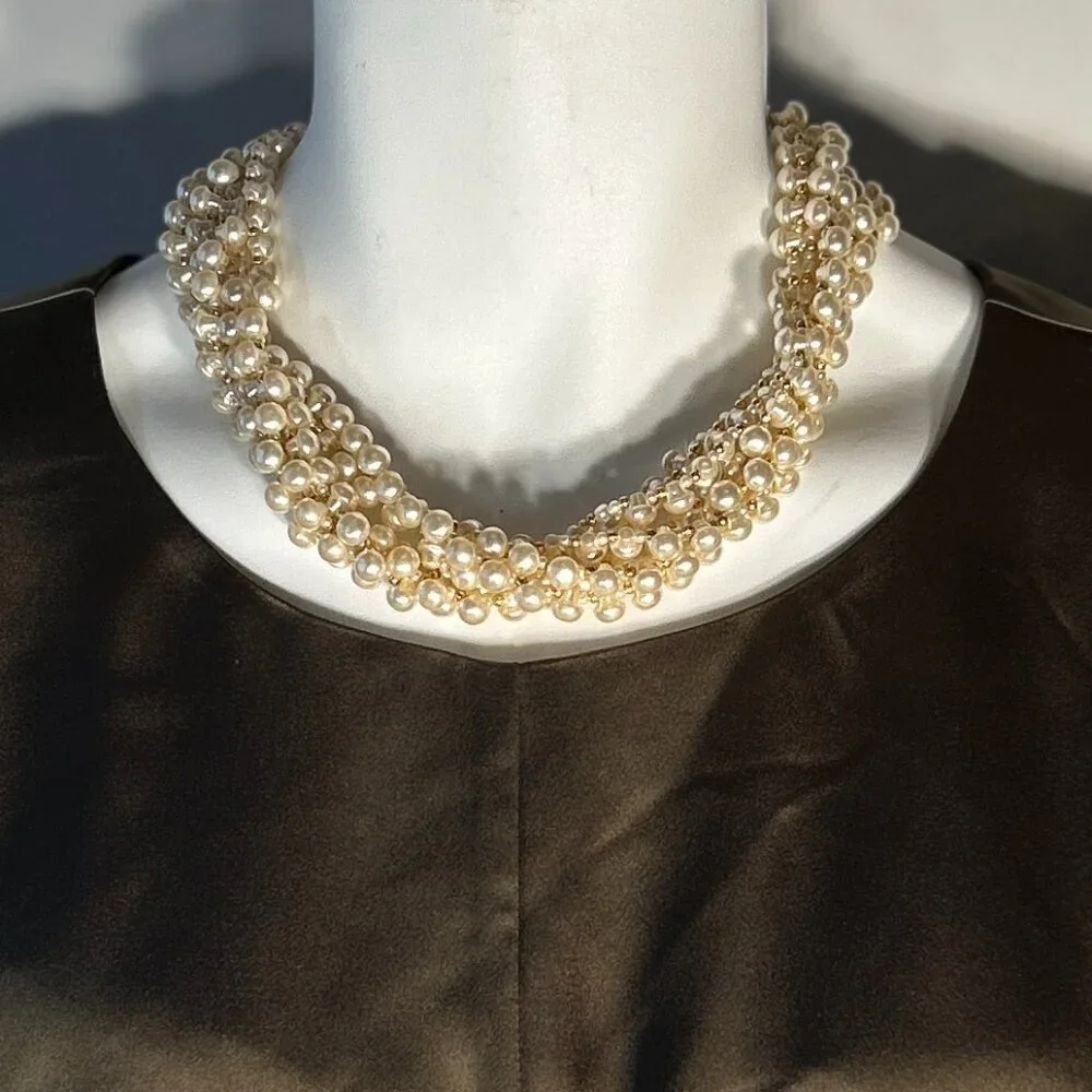 Pearl & Gold Beads 6-strand Necklace Chic Wardrobe Staple Timeless Dressy Paris